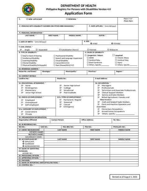PWD APPLICATION FORM .